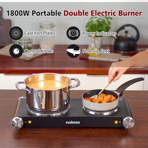 Cusimax Double Hot Plate,Cast Iron Electric Stove,Stainless Steel,Black, 1 Kroger
