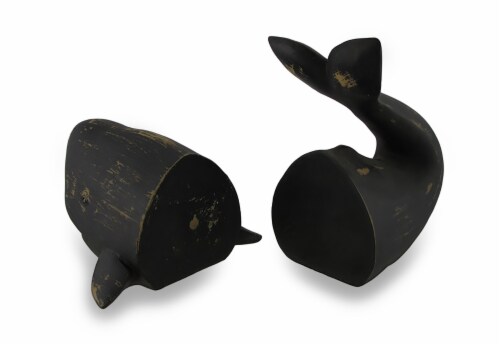 Distressed Finish Whale Top and Tail Bookends Set of 2 Perspective: top