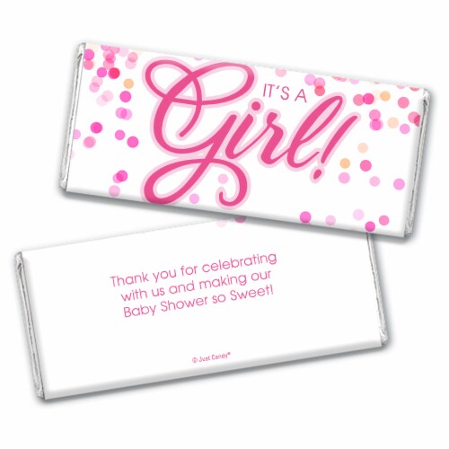 36ct It's a Girl Baby Shower Candy Party Favors Hershey's Chocolate Bars by Just Candy Perspective: top