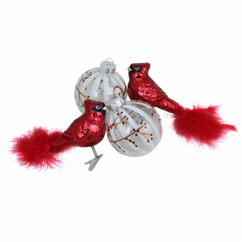 Northlight Cardinal Birds and Twig Christmas Ball Glass