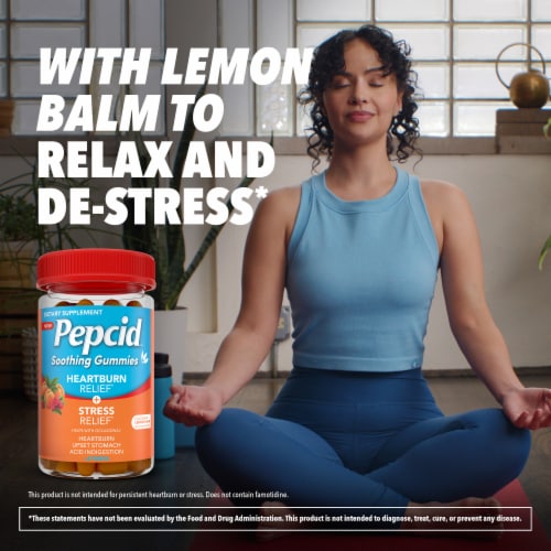 Pepcid Soothing Gummies, Heartburn + Stress, Peach-Raspberry Perspective: top