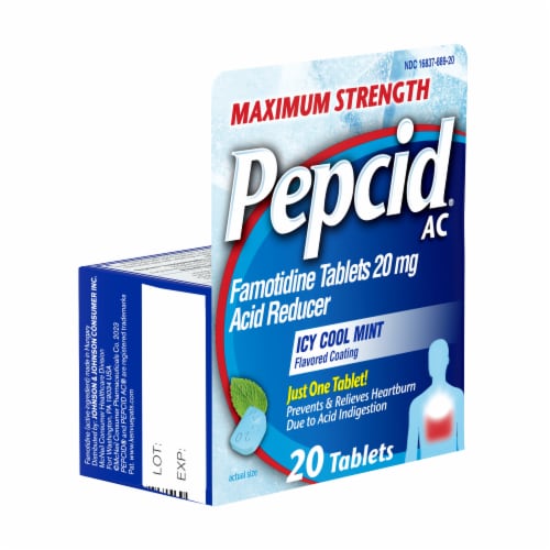 Pepcid AC Maximum Strength Heartburn Tablets, Icy Cool Mint Perspective: top