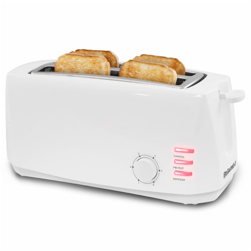 Elite Cuisine 4-Slice Long Slot Cool Touch Toaster - White Perspective: top