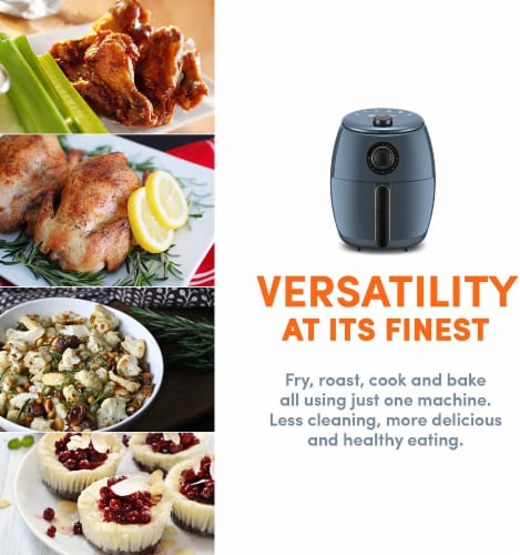 Elite Gourmet Hot Air Fryer - Blue Gray Perspective: top