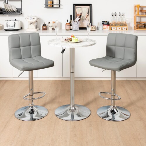 Slickblue Set of 2 Square Swivel Adjustable PU Leather Bar Stools with Back and Footrest 2 Units Fry s Food Stores