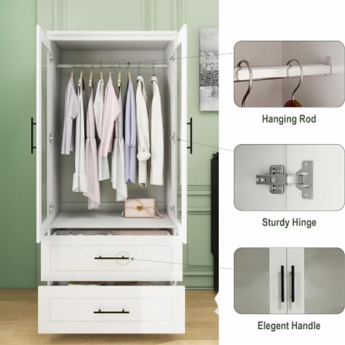 Armoire with drawers and hanging rod hotsell