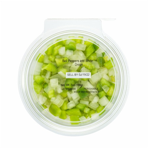 Diced Bell Peppers & White Onions Perspective: top