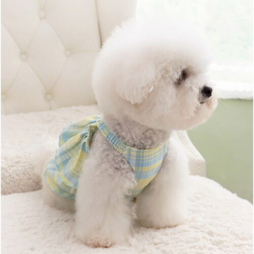 Light Purple Plaid Pet Skirt Dog Summer Vest Spring Clothes for Chihuahua Cat L Pick n Save