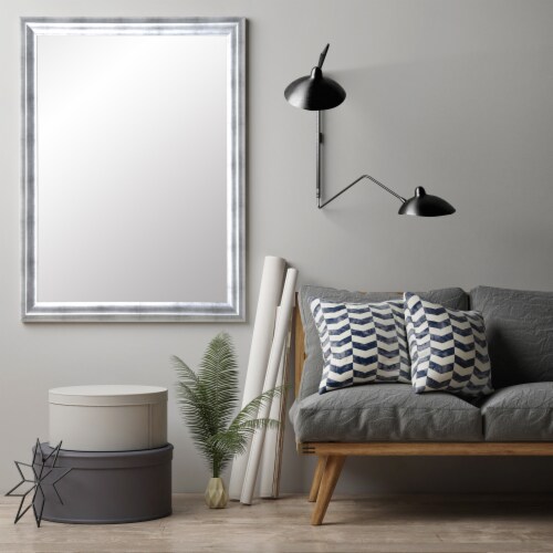 Modern Brushed Silver Accent Mirror Perspective: top