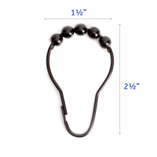 2 Lb Depot Shower Curtain Hooks - Black - 18/8 Stainless Steel - Set of 12 Perspective: top
