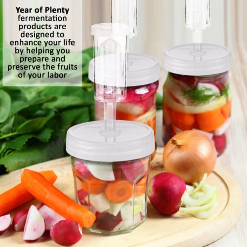 Year of Plenty White Fermentation Lids | for Wide Mouth Mason Jars | 4-Pack Perspective: top