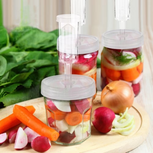 Clear Fermentation Lids | 4-Pack | for Making Sauerkraut in Wide Mouth Mason Jars Perspective: top
