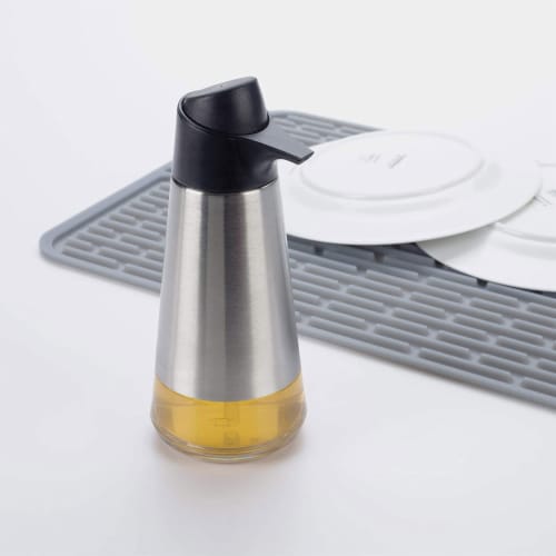 OXO Good Grips 15 Oz Stainless Steel Easy Press Hand Dish Soap Lotion Dispenser Perspective: top