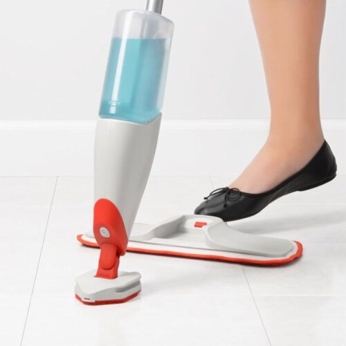  OXO Good Grips Microfiber Spray Mop with Slide-Out  Scrubber,Red/White : Health & Household