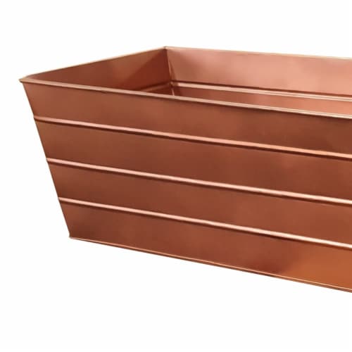 Rectangular Metal Flower Planter Box With Embossed Line Design, Large, Copper - Saltoro Sherp ...