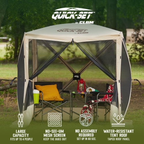 CLAM Quick Set Traveler 6 x 6 Ft Portable Outdoor 4 Sided Canopy Shelter Tan 1 Piece Fry s Food Stores