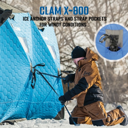 CLAM X 800 Portable 15 x8 7 Person Pop Up Ice Fishing Thermal Hub Shelter Tent 1 Piece King Soopers