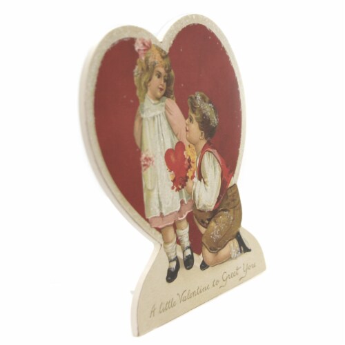 Valentine's Day Valentine Children Dummy Board Wood Vintage Look Rl9786 Kneel Perspective: top