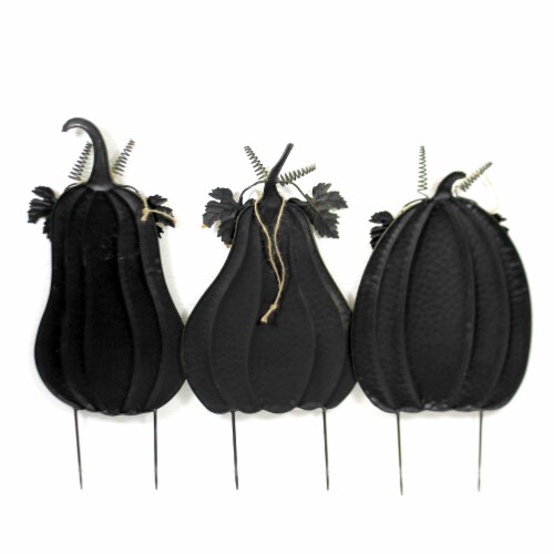 Home & Garden Three Metal Pumpkin Stakes Set/3 Halloween Decorations 31833779 Perspective: top