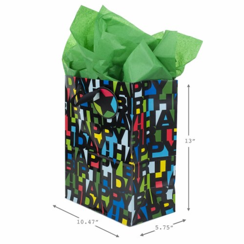 Hallmark #54 Large Birthday Gift Bag with Tissue Paper (Black Letters) Perspective: top