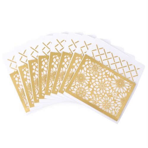 Notecards (#66): Signature Gold Flowers 8 Cards and Envelopes Perspective: top