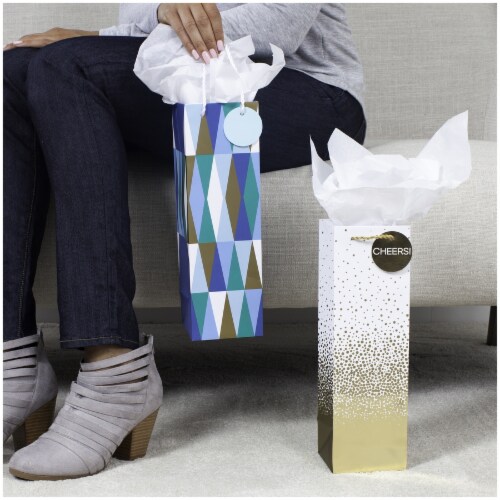 Bottle Gift Bags #49: Hallmark Bottle Gift Bags Cheers and Geometric (Pack of 2) Perspective: top