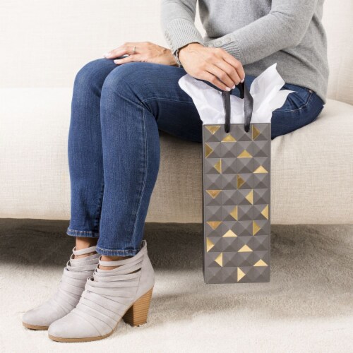 Bottle Gift Bag (#80): Signature Black and Gold Emboss Perspective: top