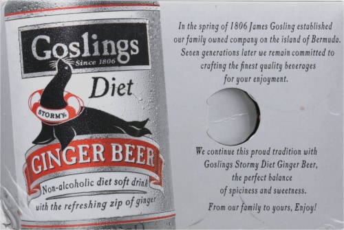 Goslings Diet Ginger Beer Non Alcoholic Soft Drink Cans Perspective: top