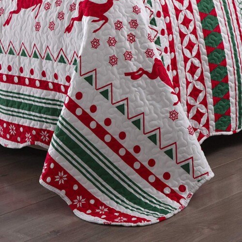 MarCielo 2 Pieces Christmas Quilt Bedspread Set B40 Twin Fry s