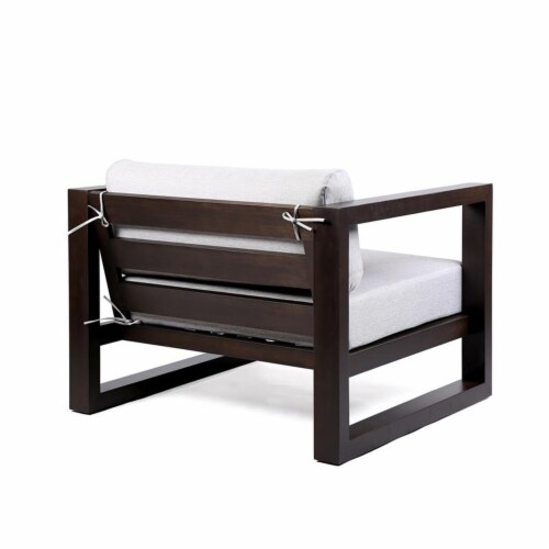 Paradise Solid Dark Eucalyptus Outdoor Patio Lounge Chair in Light Gray Fabric Perspective: top