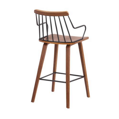Micah Walnut and Metal Modern 26" Counter Height Bar Stool Perspective: top