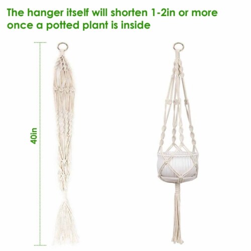 2Pcs Plant Hanger Flowerpot Net Bag 40in Cotton Rope Plant Hangers 4Legs Plant Hanger Perspective: top