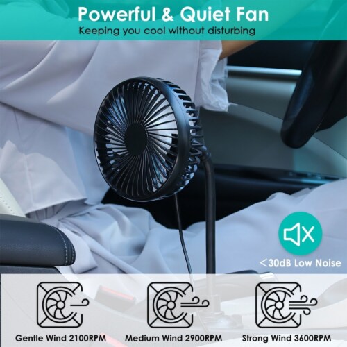 Car Cooling Fan Portable Car Cup Holder Fan Adjustable Gooseneck Fan with 3 Speeds for Car Perspective: top