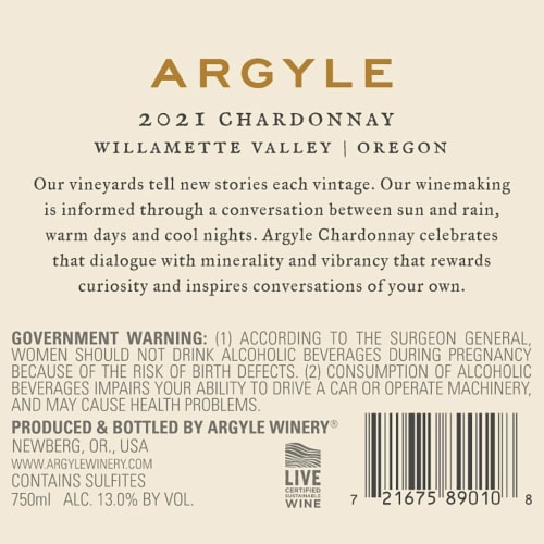 Argyle Grower Series Chardonnay Oregon White Wine Perspective: top
