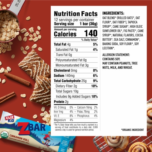CLIF Kid Zbar® Organic Cinnamon Roll Granola Bars Perspective: top
