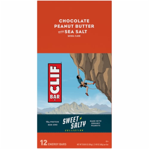 Clif Bar Sweet & Salty Chocolate Peanut Butter with Sea Salt Energy Bars Perspective: top