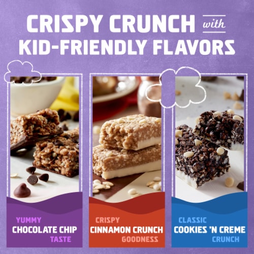 Clif Kid Zbar Protein Chocolate Chip Cinnamon Crunch And Cookies 'N Creme Team Pack Crispy Snack Bar Perspective: top