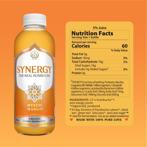 Synergy The Real Kombucha, Mystic Mango Perspective: top