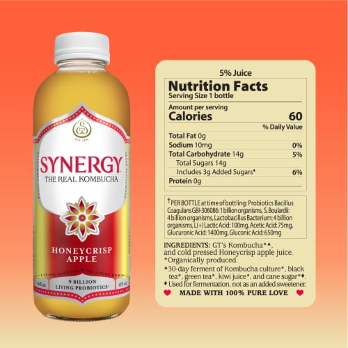 Synergy The Real Kombucha, Honeycrisp Apple Perspective: top