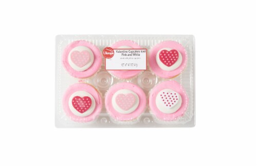 Ukrop's Valentine Cupcakes Iced Pink & White Perspective: top