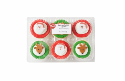 Ukrop's Homestyle Foods Santa and Rudolph Cupcakes Perspective: top