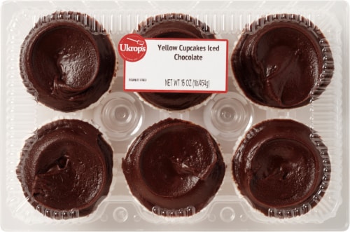 Ukrop's™ Yellow Cupcakes Iced Chocolate Perspective: top