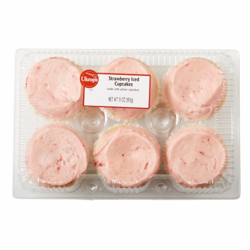 Ukrop's Homestyle Foods Strawberry Iced Cupcakes Perspective: top