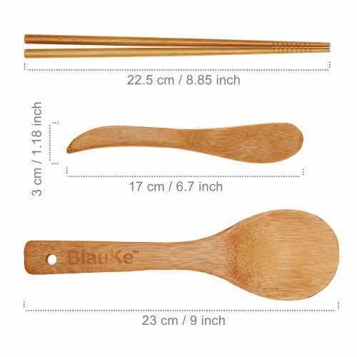 Bamboo Sushi Making Kit with 2 Sushi Rolling Mats, Bamboo Chopsticks, Rice Paddle & Spreader Perspective: top