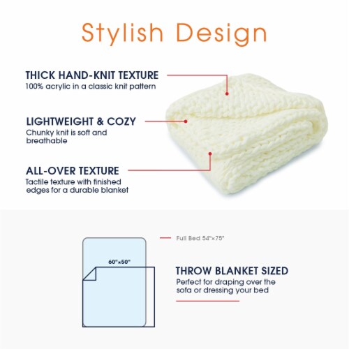 Cheer Collection Chunky Cable Knit Ultra Plush and Soft 100% Acrylic Accent Throw - 50 x 60 Perspective: top