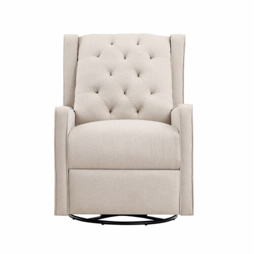 Suite Bebe Bryton Wood Fabric Tufted Gliding Swivel Recliner in