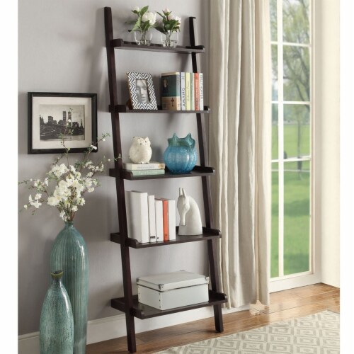 Espresso clearance leaning bookshelf