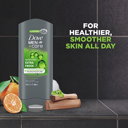 Dove Men Plus Care Body & Face Wash Extra Fresh - 13.5 oz (Pack of 14) Perspective: top
