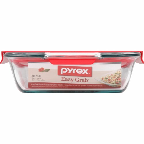 Pyrex Easy Grab 2-Qt Glass Baking Dish with Red Lid (Pack of 18) Perspective: top