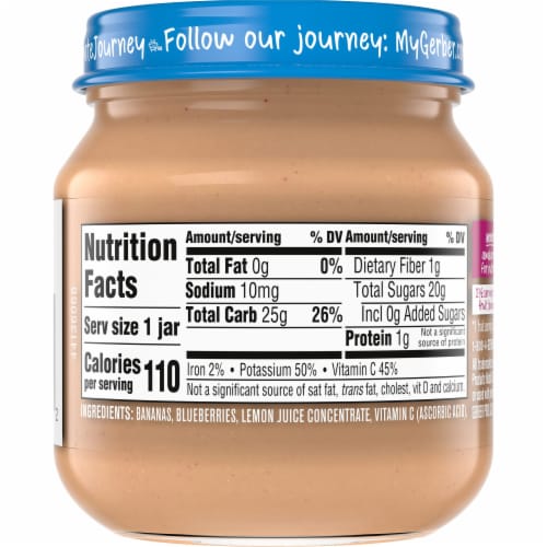Gerber 2nd Food Natural Banana Blueberry Baby Meals - 4oz (Pack of 10) Perspective: top